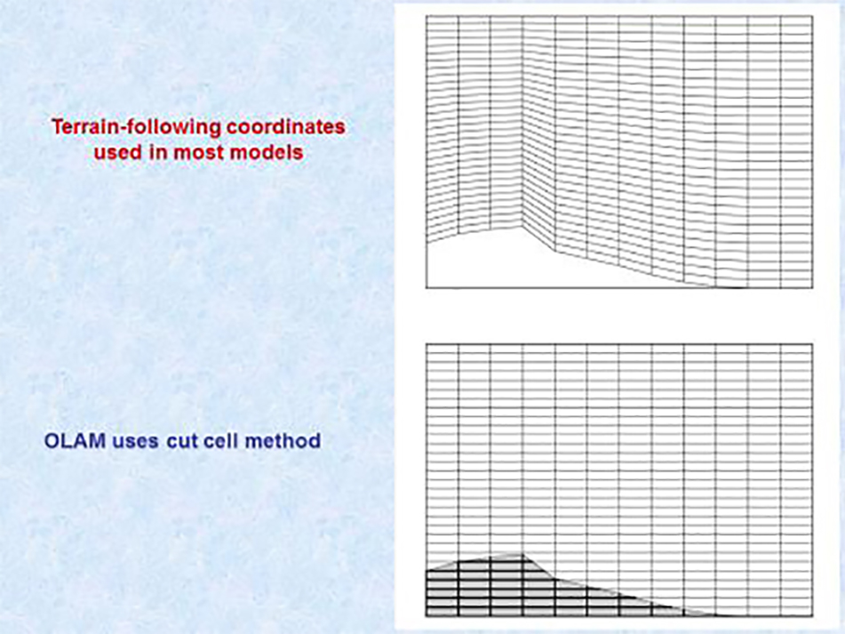 Figure 3. Comparison of terrain-following and cut-cell grids